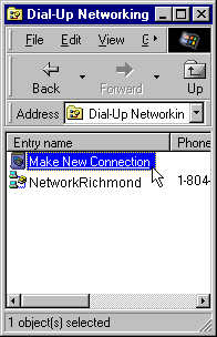 Dial-up Networking Window