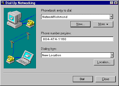 Dial-Up Networking Window