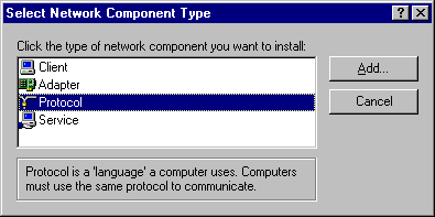 Network Component Type Window