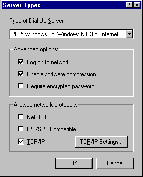 Server Types Window